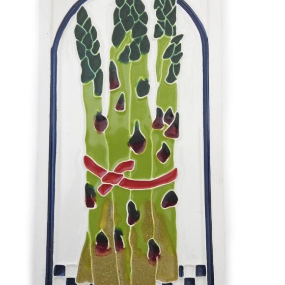 2000 Cindy Wallace Asparagus Ceramic Tile Wall Decor Checkerboard  Farmhouse - Picture 3 of 5